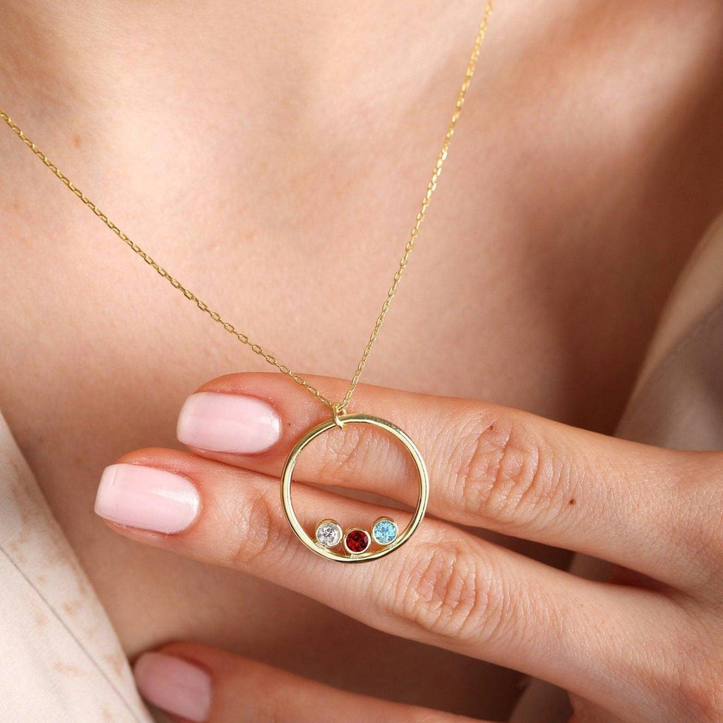 Birth Stone Necklace, Birthstone Jewelry for Mom, Personalized Birthstone Necklace - Cushy Pups - Cushy Pups