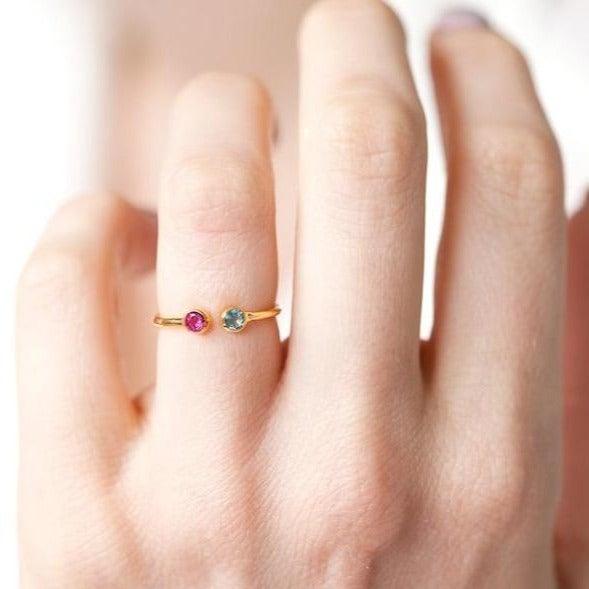Birthstone Jewelry - Birthstone Ring - Couples Birthstone Ring - Mother's Birthstone Ring - Cushy Pups