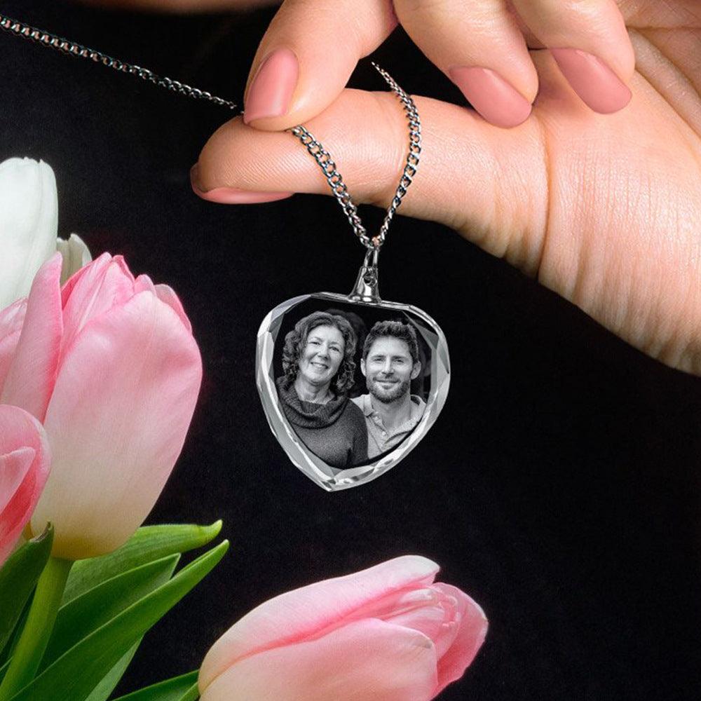 Crystal Photo Necklace, Personalized 2D Photo Crystal Necklace - Carry Precious Memories - Cushy Pups