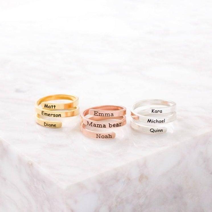 Custom Name Ring, Ring with Name Engraved - Name Ring Gold by Cushy Pups - Cushy Pups
