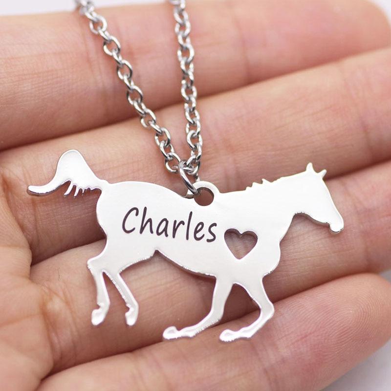 Horse Necklace, Custom Name Necklace, Custom Horse Necklace - Cushy Pups - Cushy Pups