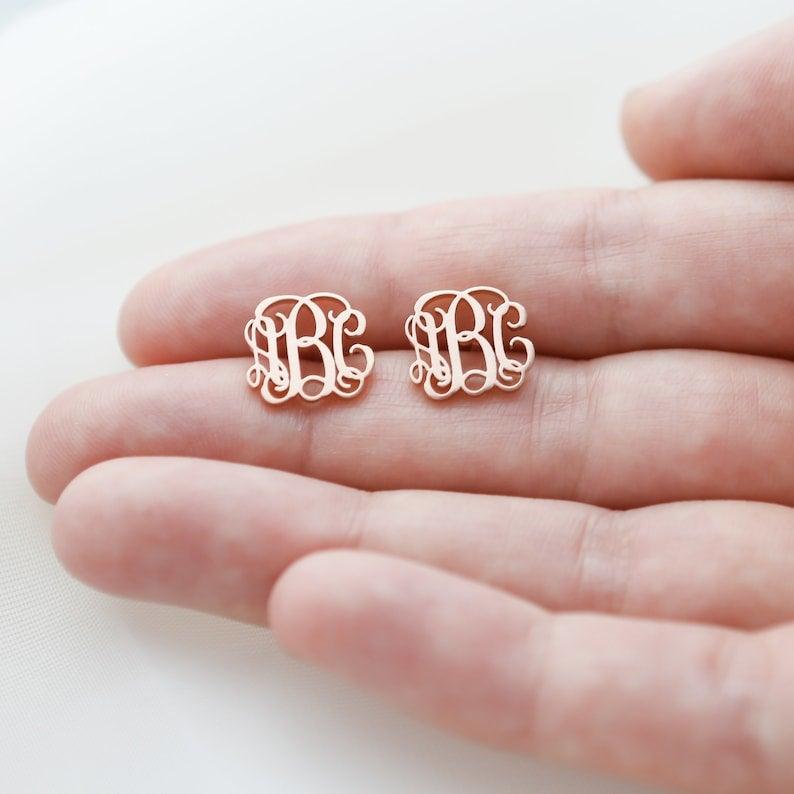 Initial Earrings Gold, Monogram Earrings Gold - Customizable Jewelry by Cushy Pups - Cushy Pups