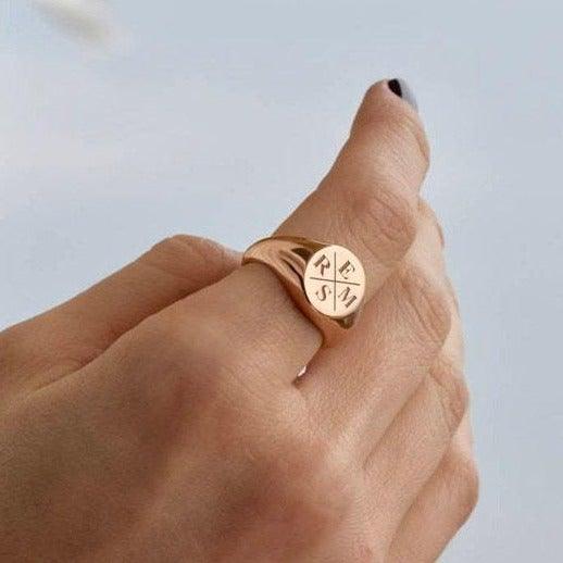 Initial Ring - Letter Ring, Initial Signet Ring by Cushy Pups - Cushy Pups
