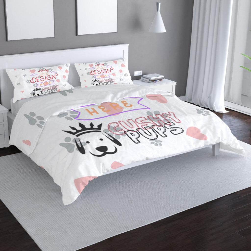 Multi-Size Printed Duvet Cover 3-Piece Set (Double-Sided Printing)| Polyester - YOUR DESIGN HERE - Cushy Pups