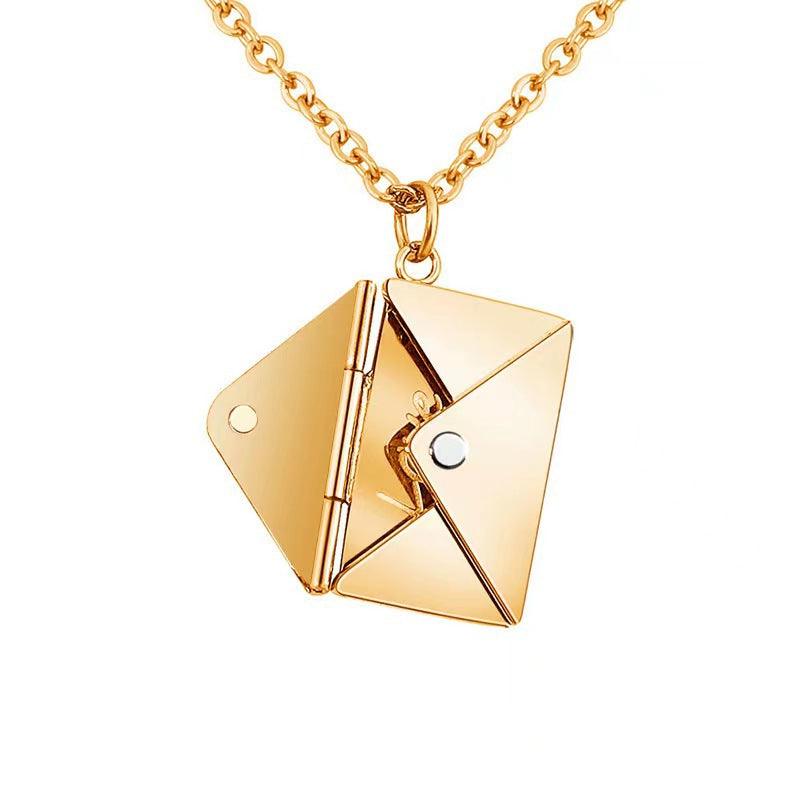Personalized color photo print Envelope love lettering necklace - Cushy Pups