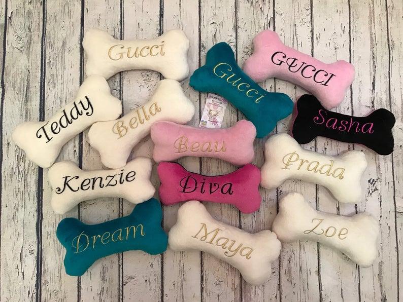 personalized dog bone pillow