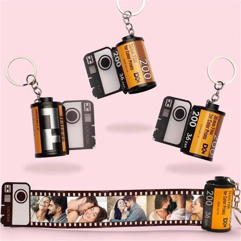 Personalized Film Roll Keychain, Custom Keychains, Couple Keychain, Customized Keychain, Retro Film Roll Keychain - Cushy Pups