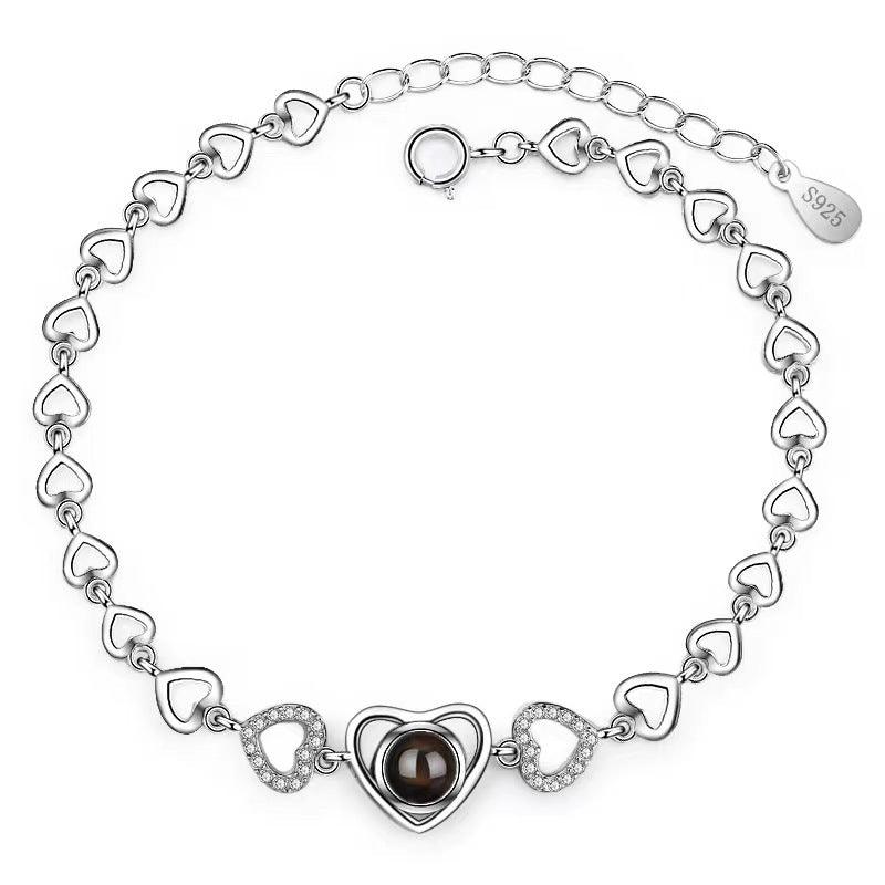 Personalized Heart S925 Silver Photo Projector Bracelet - Cushy Pups