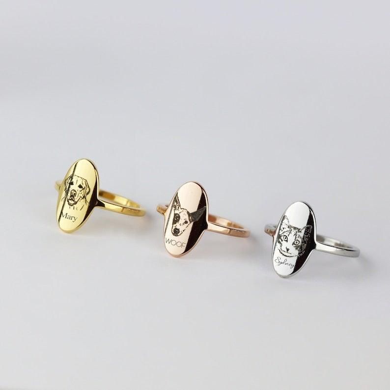 Personalized Pet Rings - Custom Dog Ring, Custom Cat Ring, Personalized Rings for Pet Lovers by Cushy Pups - Cushy Pups