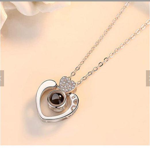 Personalized Double Love Projection Necklace - Cushy Pups