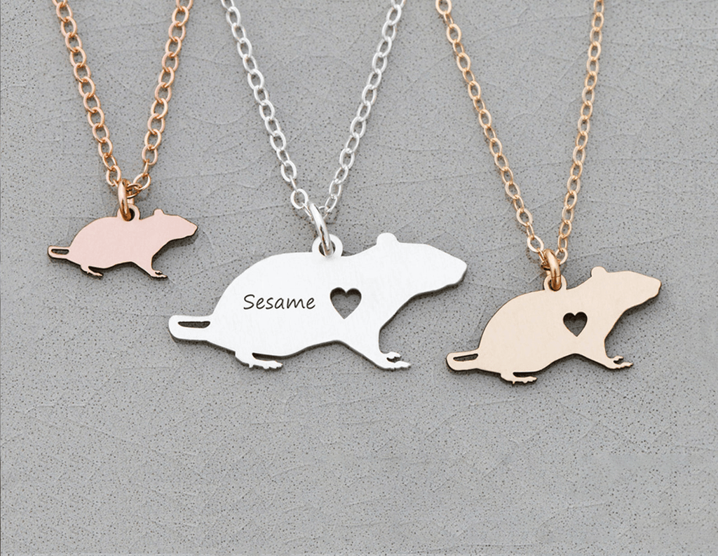 Rat Necklace - Rat Pendant, Rat Heart Necklace by Cushy Pups - Cushy Pups