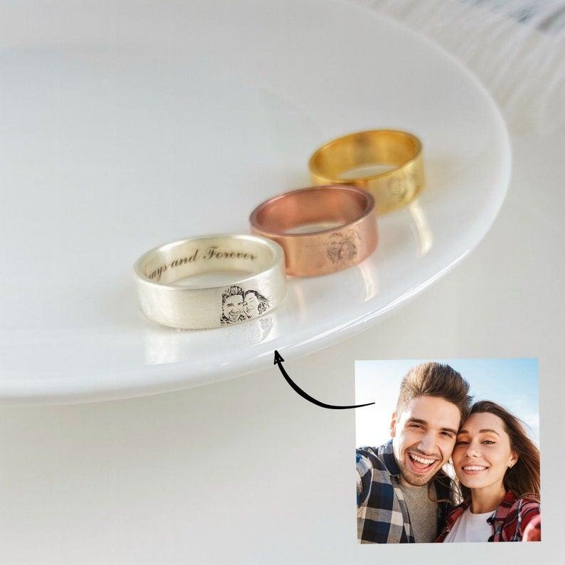 Ring with Photo - Personalized Rings, Engraved Rings for Men by Cushy Pups - Cushy Pups