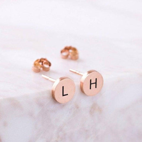 Alphabet Studs Earrings - Silver, Gold or Rose Gold Initial Personalized Jewelry by Cushy Pups - Cushy Pups