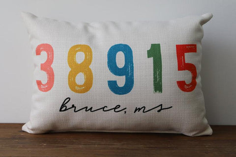 pillows with zip codes