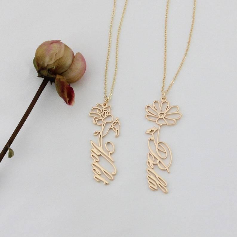 Solid Gold Birth Month Flower Necklaces | Local Eclectic – local eclectic