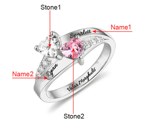 Birthstone Ring, Custom Birthstone Jewelry, Birthstone Ring with Name, Family Ring 8 Stones - Cushy Pups - Cushy Pups