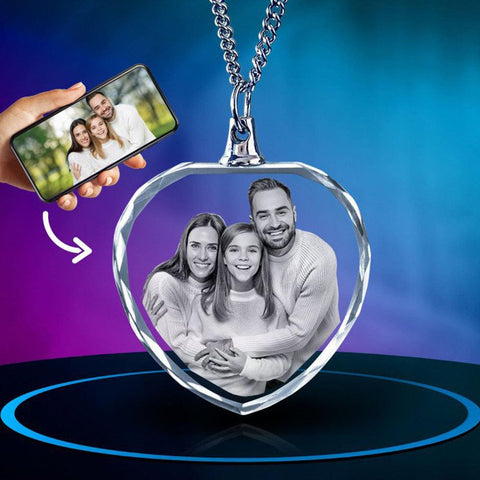 Crystal Photo Necklace, Personalized 2D Photo Crystal Necklace - Carry Precious Memories - Cushy Pups