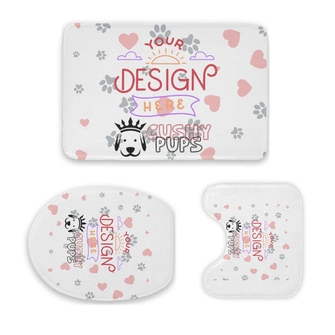 Custom Bathroom Set, Personalized Bathroom Set, Custom Bathroom Mat and Toilet Set - Cushy Pups - Cushy Pups