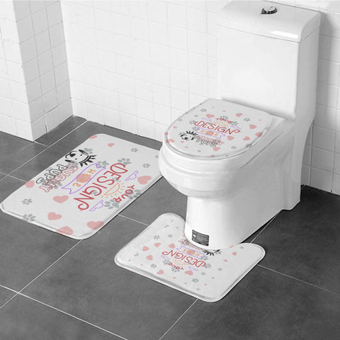 Custom Bathroom Set, Personalized Bathroom Set, Custom Bathroom Mat and Toilet Set - Cushy Pups - Cushy Pups