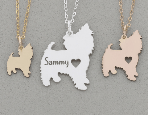 Custom Dog or Cat Pentant Necklace with Name and Heart - Cushy Pups
