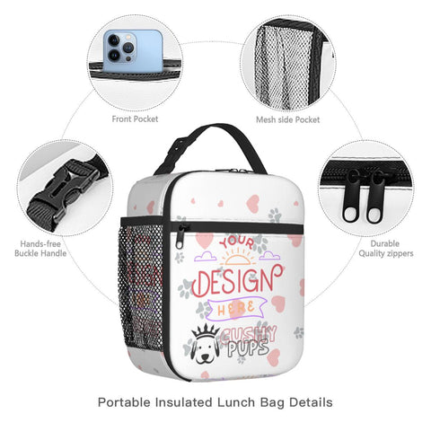 Custom Lunch Bag, Personalised Lunch Bag, Personalized Lunch Bags, Personalised Lunch Bags for Adults - Cushy Pups - Cushy Pups