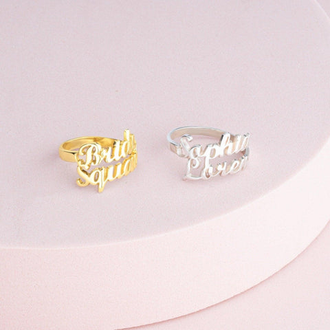 Custom Name Ring - Name Ring Gold, Personalized Name Rings by Cushy Pups - Cushy Pups