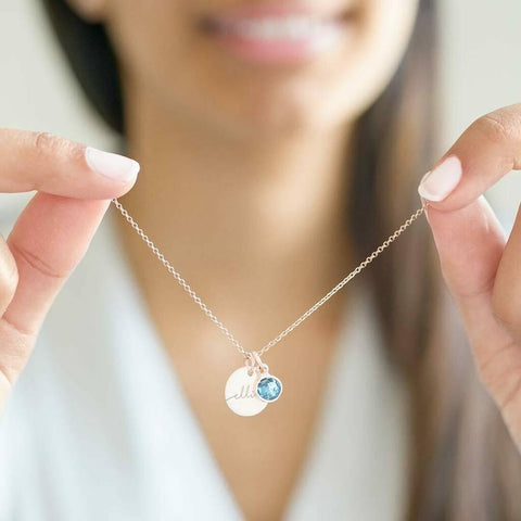 December Birthstone Necklace - June Birthstone Necklace - October Birthstone Necklace - November Birthstone Necklace - August Birthstone Necklace - Custom Name Necklace - Cushy Pups