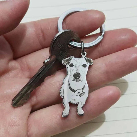 Dog Keychain | Silvercut Keychain | Custom Dog Keychain | Dog Memorial Keychain - Cushy Pups
