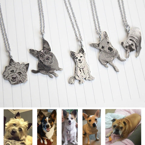 Custom Photo Engraved Favourite Pet Pendant Necklace Gullei.com