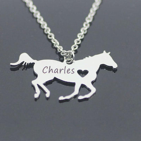 Horse Necklace, Custom Name Necklace, Custom Horse Necklace - Cushy Pups - Cushy Pups