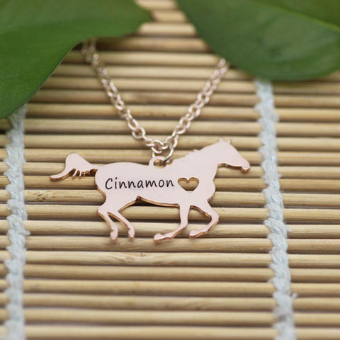 Horse Necklace, Custom Name Necklace, Custom Horse Necklace - Cushy Pups - Cushy Pups