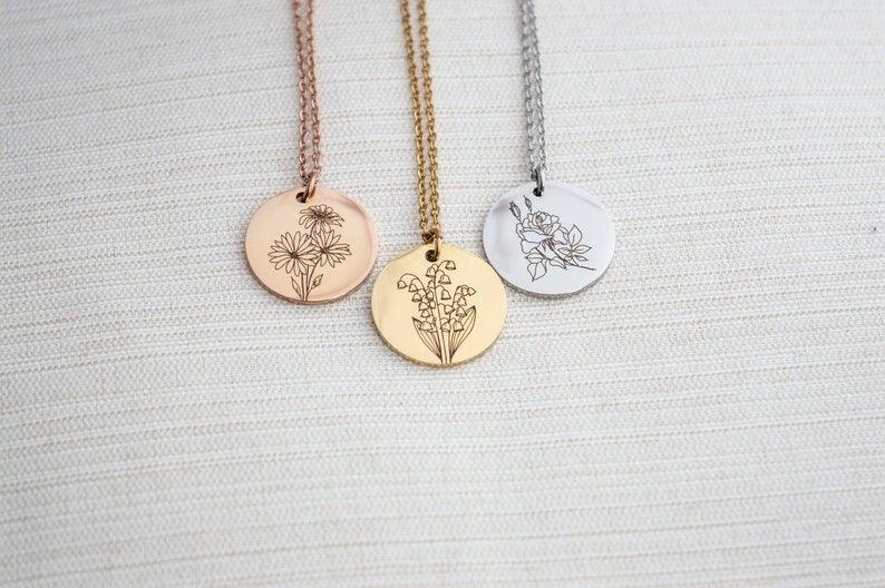 July Birth Flower Necklace - September Birth Flower Necklace - August Birth Flower Necklace - December Birth Flower Necklace - Cushy Pups