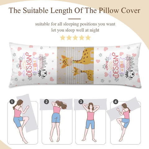 Long Pillow Cover Double-Sided Design Custom, Long Pillow cover with Photo or Text - Cushy Pups - Cushy Pups