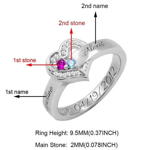 Mothers Ring 4 Stones, Birthstone Ring, Custom Birthstone Jewelry, Birthstone Ring with Name - Cushy Pups - Cushy Pups