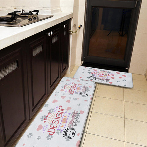 Non-slip two-piece M kitchen mat | Flannel - YOUR DESIGN HERE - Cushy Pups