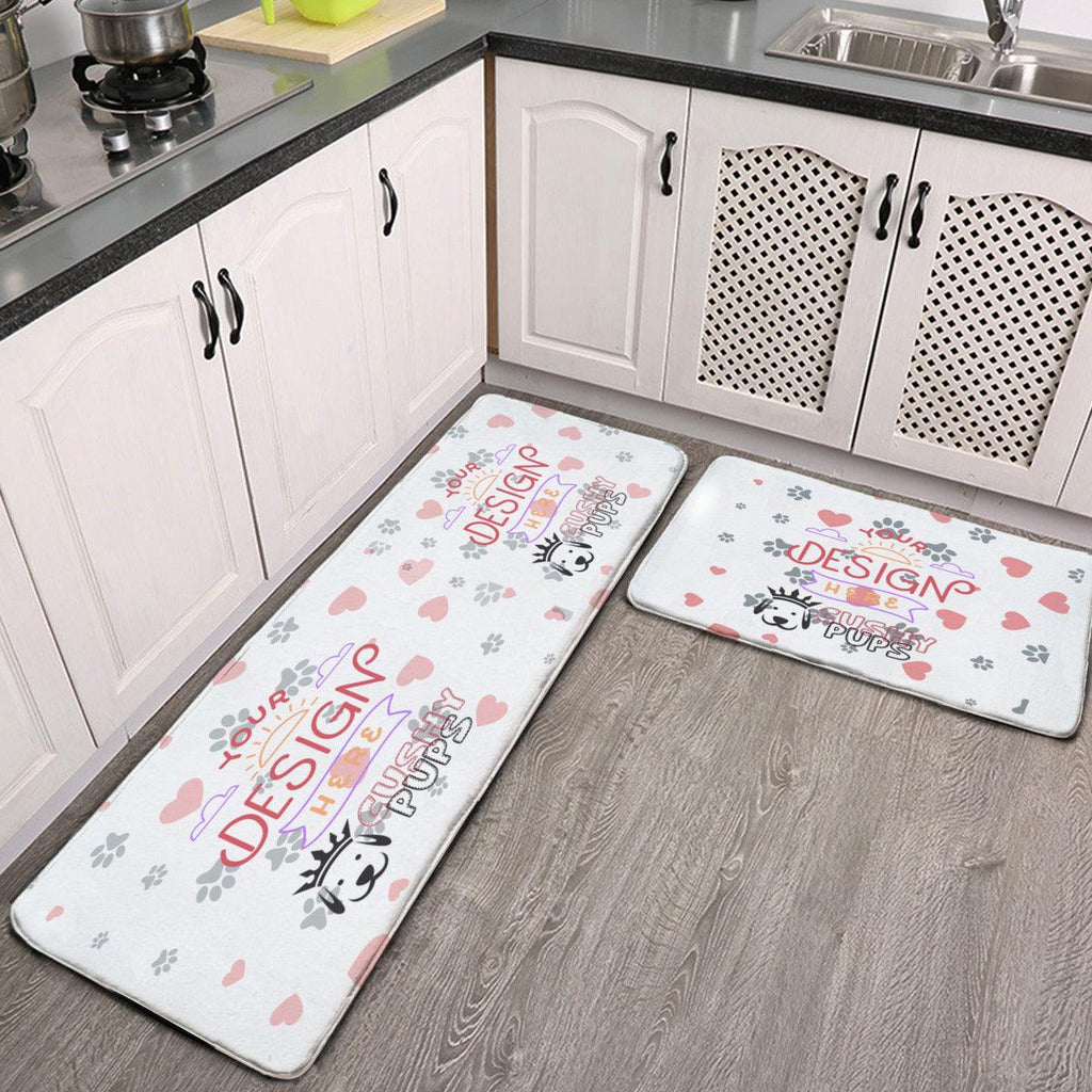 Non-slip two-piece M kitchen mat | Flannel - YOUR DESIGN HERE - Cushy Pups