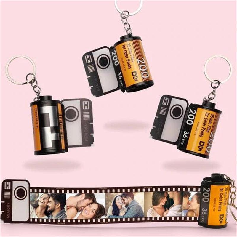 Personalized Film Roll Keychain, Custom Keychains, Couple Keychain, Customized Keychain, Retro Film Roll Keychain - Cushy Pups