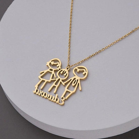 Personalized hand-painted graffiti family necklace - Cushy Pups