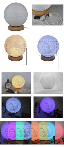 Personalized Moon Lamp, Customized Photo Glow Ball - Cushy Pups