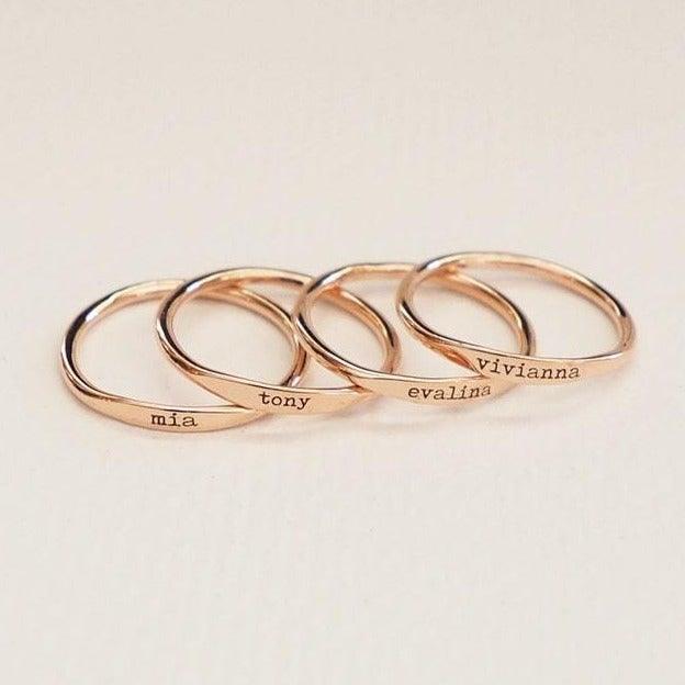 Personalized Name Ring - Name Plate Ring Gold, Promise Ring with Names by Cushy Pups - Cushy Pups