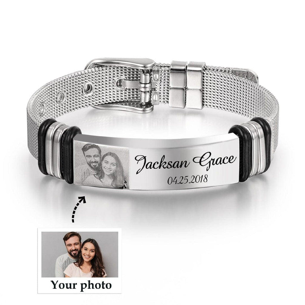 Personalized Photo Bracelet, Customized Bracelets with Pictures, Photo Engraved Bracelet - Meaningful Keepsakes - Cushy Pups