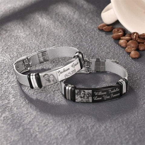 Personalized Photo Bracelet, Customized Bracelets with Pictures, Photo Engraved Bracelet - Meaningful Keepsakes - Cushy Pups