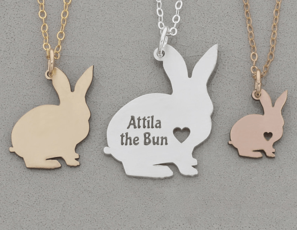 Rabbit Necklace - Bunny Necklace, Bunny Pendant with name by Cushy Pups - Cushy Pups