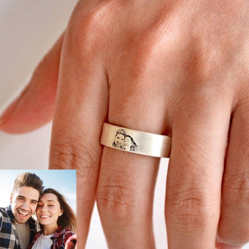 Ring with Photo - Personalized Rings, Engraved Rings for Men by Cushy Pups - Cushy Pups