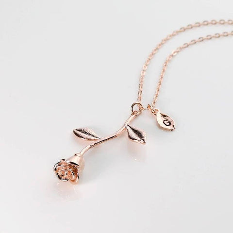 Rose Gold Initial Necklace - Rose Gold Letter Necklace, Personalized Initial Pendant by Cushy Pups - Cushy Pups