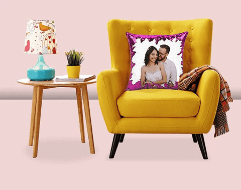 Sequin Cushion With Photo | Custom Sequin Pillow | Personalised Sequin Cushion - Cushy Pups