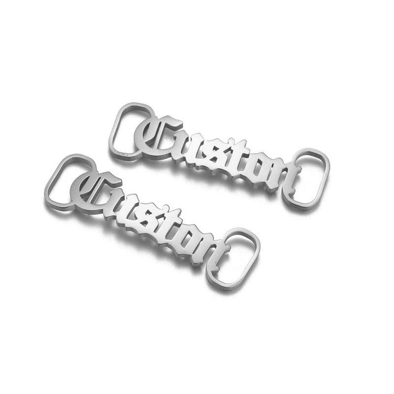 Shoe Lace Buckle, Custom Shoelace Buckle, Personalized Stainless Steel Name Shoelace Buckle - Cushy Pups