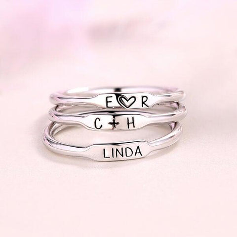 Silver Engraved Rings - Personalised Ring, Personalized Rings for Women by Cushy Pups - Cushy Pups