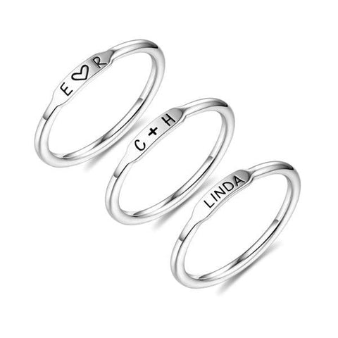 Silver Engraved Rings - Personalised Ring, Personalized Rings for Women by Cushy Pups - Cushy Pups