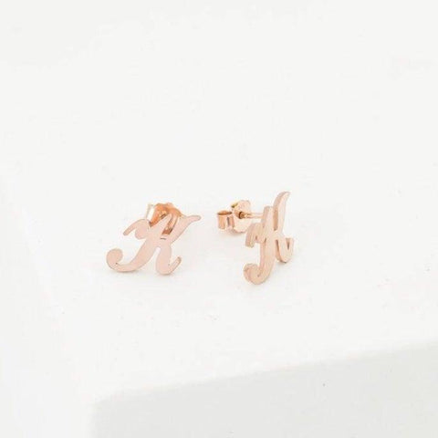 Silver Initial Earrings, Alphabet Earrings - Personalized and Customized by Cushy Pups - Cushy Pups
